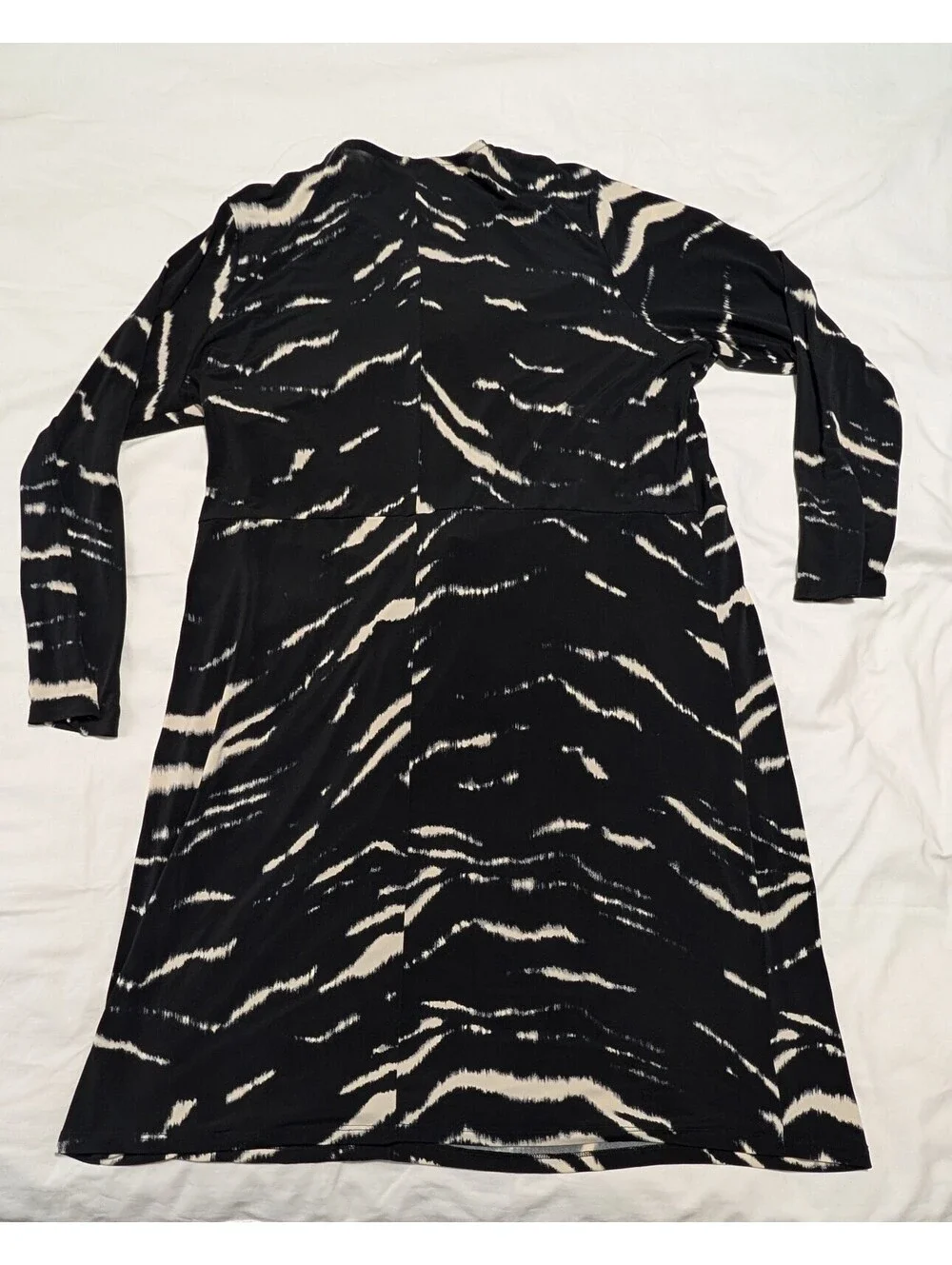 Michael Kors Black White Animal Print V-Neck Faux Wrap Dress Size 2X